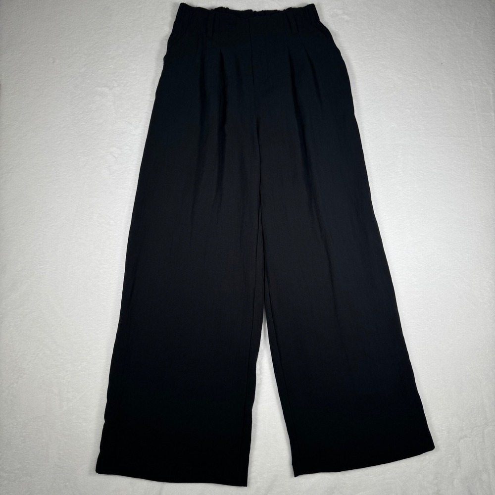 Halara Black High Waisted Wide Leg Pleated Trousers Pants Small Regular 02681119 - Picture 2 of 10